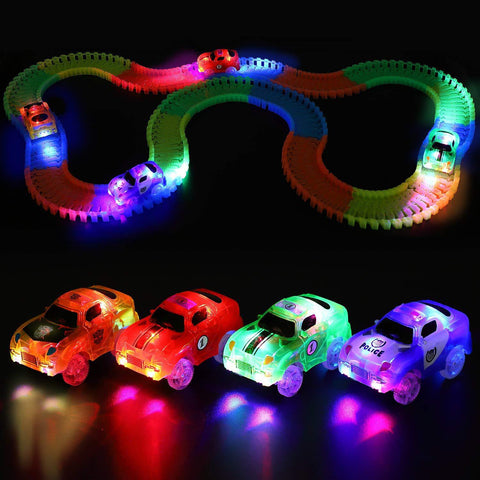 5.4cm Magic Electronics LED Car Toys With Flashing Lights Educational Toys Electronics Glow Car Lights Glowing Racing Toy