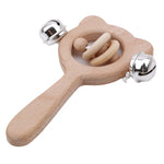 Baby Toys Wooden Rattle Beech Bear Hand Teething Wooden Ring Can Chew Beads Baby Rattles Play Gym Montessori Stroller Toys