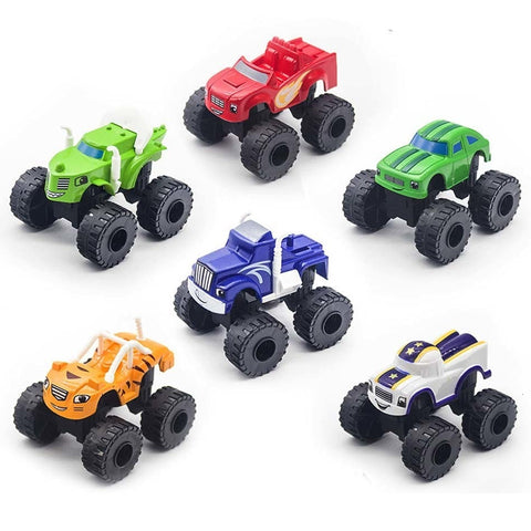 6PCS Racing Car Blaze Monster Diecast Toy Russia Miracle Crusher Truck Toys Vehicle Car Transformation Toys Best Gifts For Kids