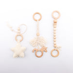 Let's Make Baby Gym Wood Crochet Star Bell Unicorn Beech Wood Teething Toys Play Gym Set Baby Shower Gift Toys For Newborn 1 Set